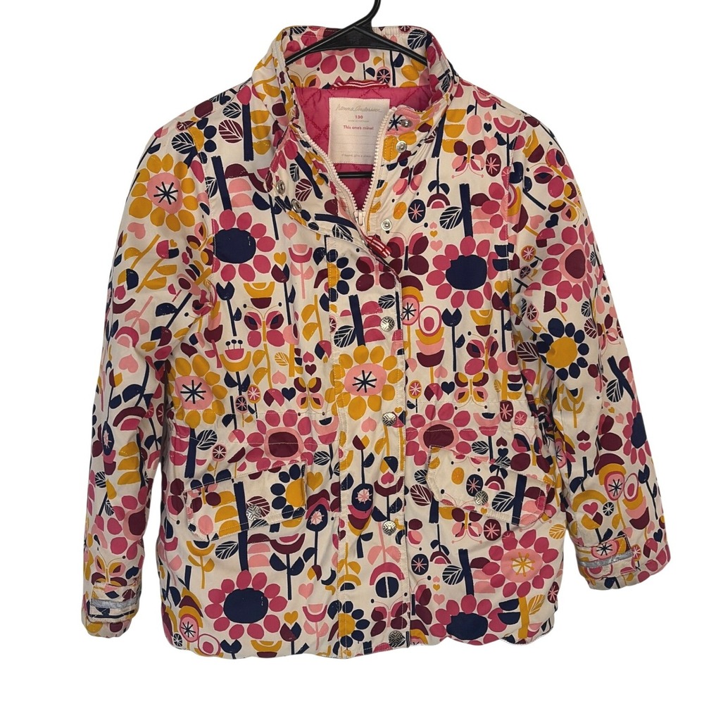 Hanna Andersson Kids School Days Floral Scandi Jacket Colorful Full Zip Coat 130